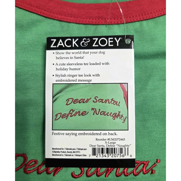 Zack & Zoey Dog Sweater Pullover XL Dear Santa Define Naughty NWT - Picture 5 of 8